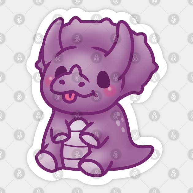 Cute Purple Triceratop Dinosaur Sticker by mil.creates